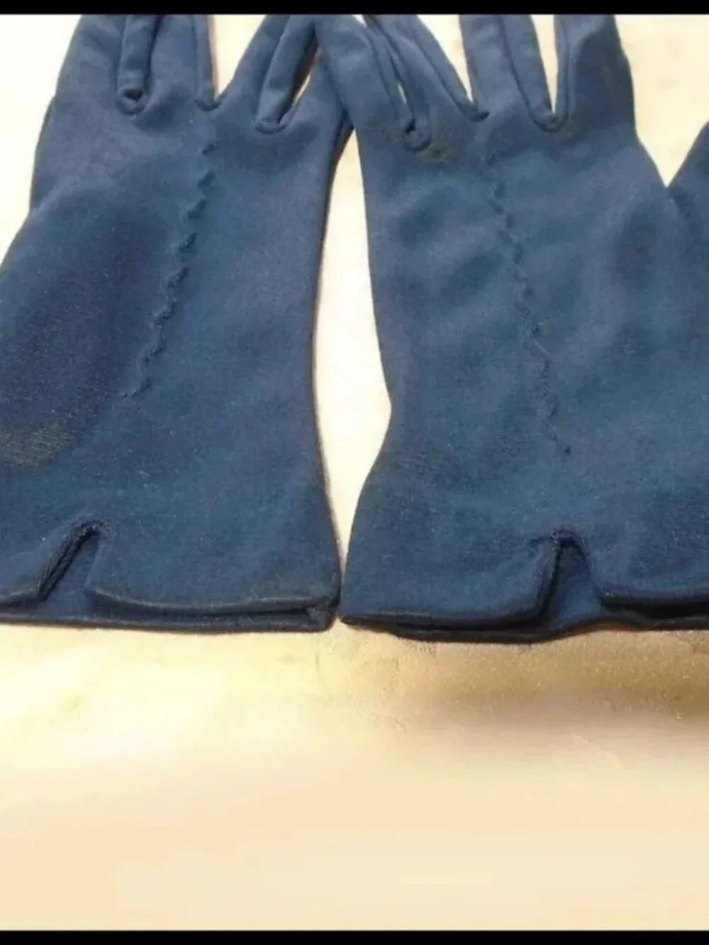 Navy Gloves, Dark Blue Nylon Short Glove Set - 60s Vintage